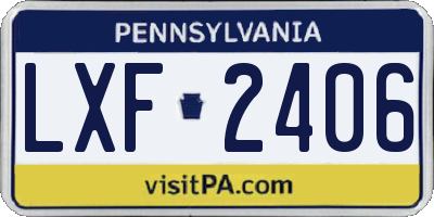 PA license plate LXF2406
