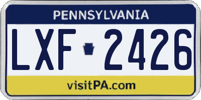PA license plate LXF2426