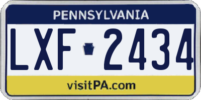 PA license plate LXF2434