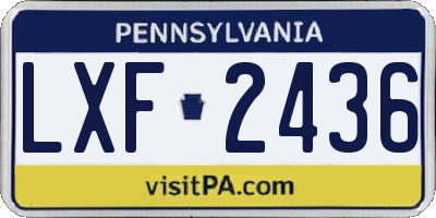 PA license plate LXF2436