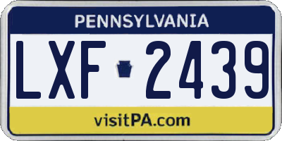 PA license plate LXF2439