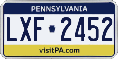 PA license plate LXF2452