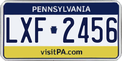PA license plate LXF2456