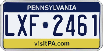 PA license plate LXF2461
