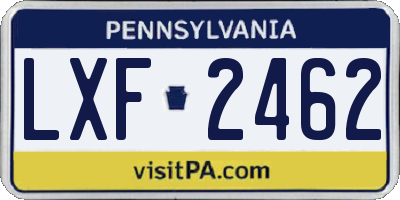 PA license plate LXF2462