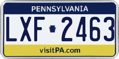 PA license plate LXF2463