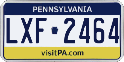 PA license plate LXF2464