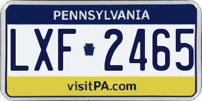 PA license plate LXF2465