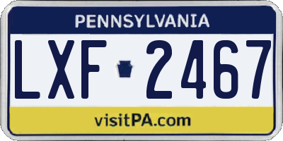 PA license plate LXF2467