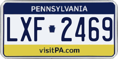 PA license plate LXF2469