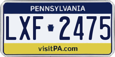 PA license plate LXF2475