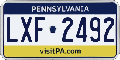 PA license plate LXF2492
