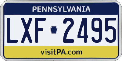 PA license plate LXF2495