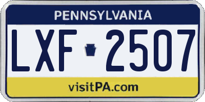 PA license plate LXF2507