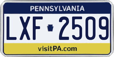 PA license plate LXF2509