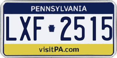 PA license plate LXF2515