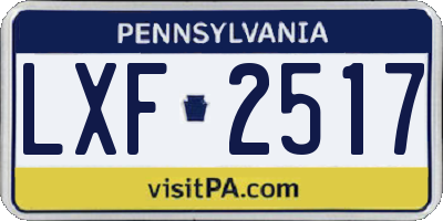 PA license plate LXF2517