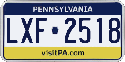 PA license plate LXF2518