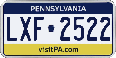 PA license plate LXF2522