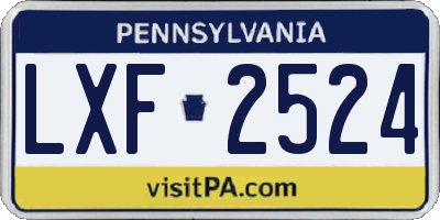 PA license plate LXF2524
