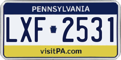 PA license plate LXF2531