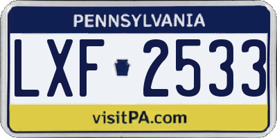 PA license plate LXF2533