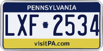 PA license plate LXF2534