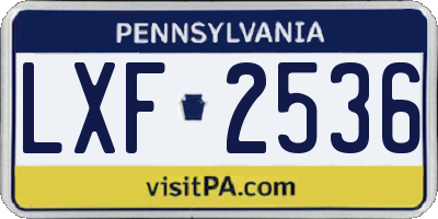 PA license plate LXF2536