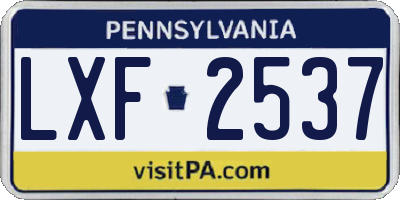 PA license plate LXF2537