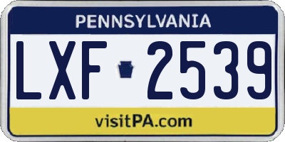 PA license plate LXF2539