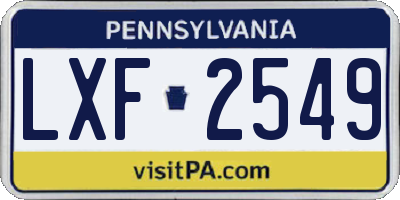 PA license plate LXF2549
