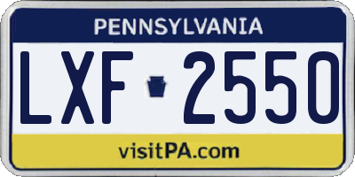 PA license plate LXF2550