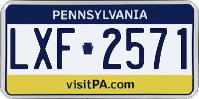 PA license plate LXF2571
