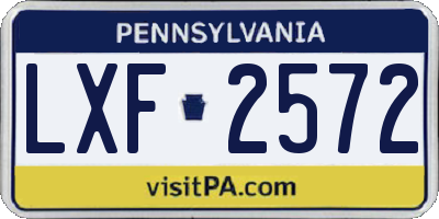 PA license plate LXF2572