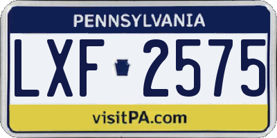 PA license plate LXF2575