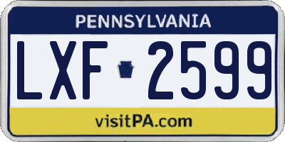 PA license plate LXF2599