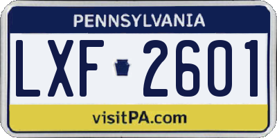 PA license plate LXF2601