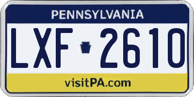 PA license plate LXF2610