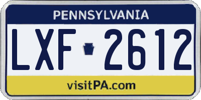 PA license plate LXF2612