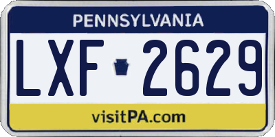 PA license plate LXF2629