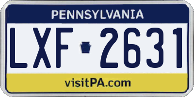 PA license plate LXF2631