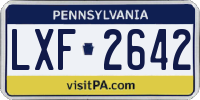 PA license plate LXF2642