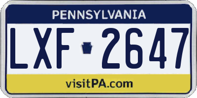 PA license plate LXF2647