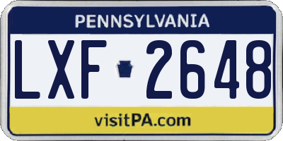 PA license plate LXF2648