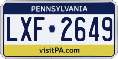 PA license plate LXF2649