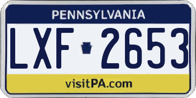 PA license plate LXF2653