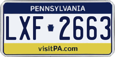 PA license plate LXF2663