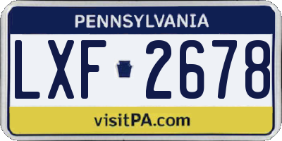 PA license plate LXF2678