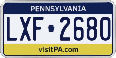 PA license plate LXF2680