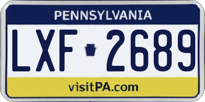 PA license plate LXF2689